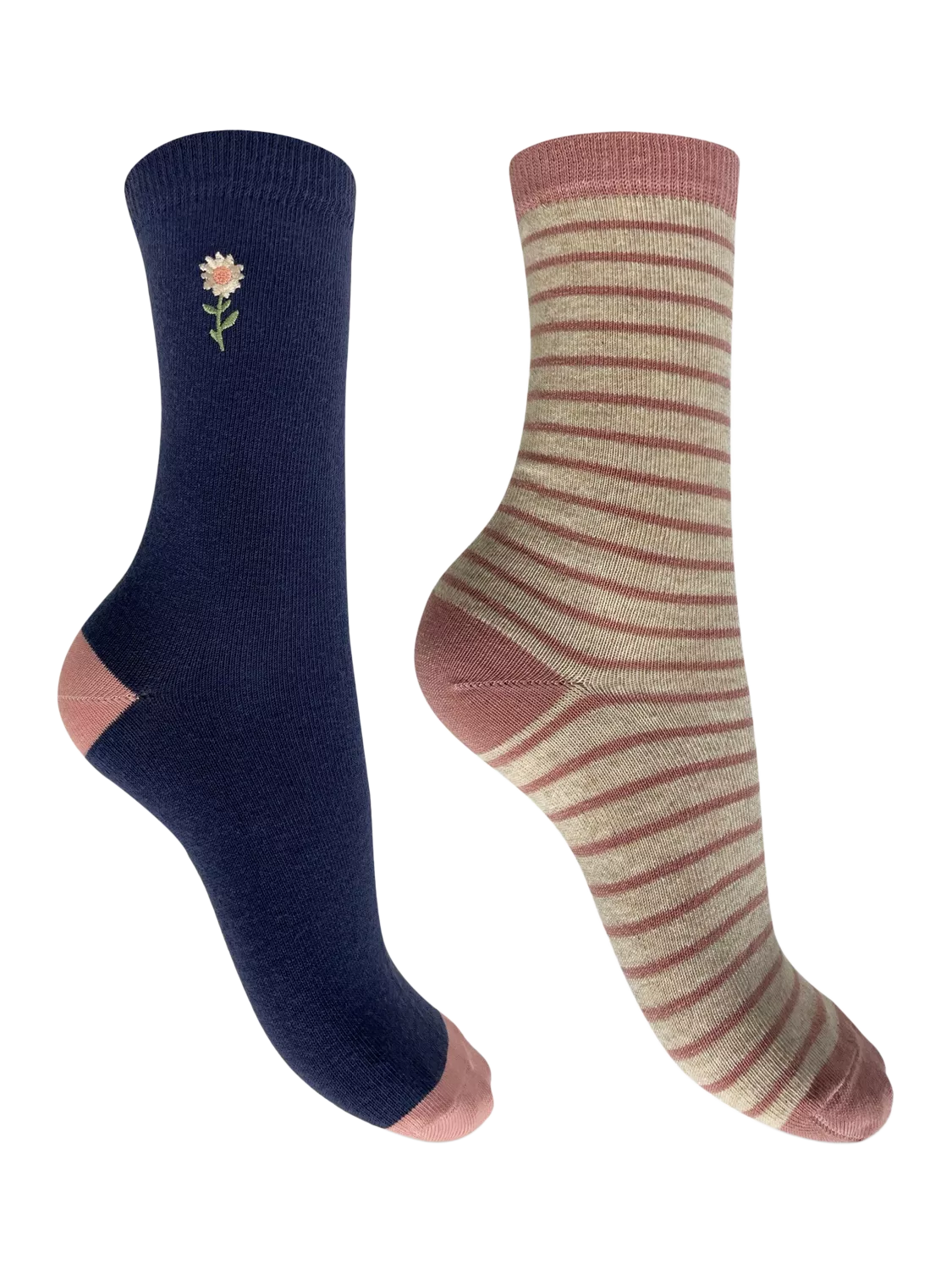 Charnos ankle socks pack of two navy pink (British brand)
