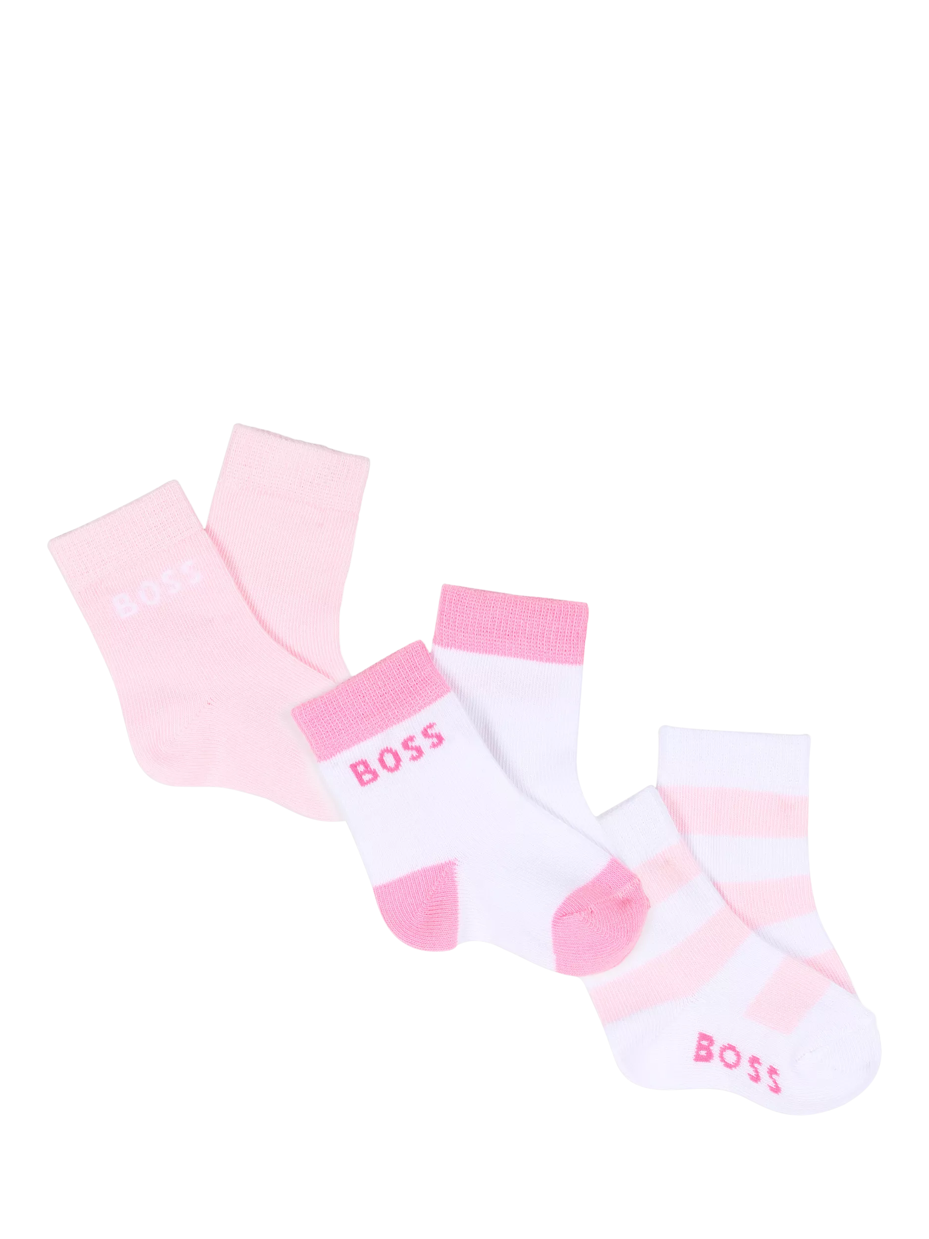 HUGO BOSS Baby Cotton Blend Ankle Socks, Pack of 3, Pale Pink, 1 months
