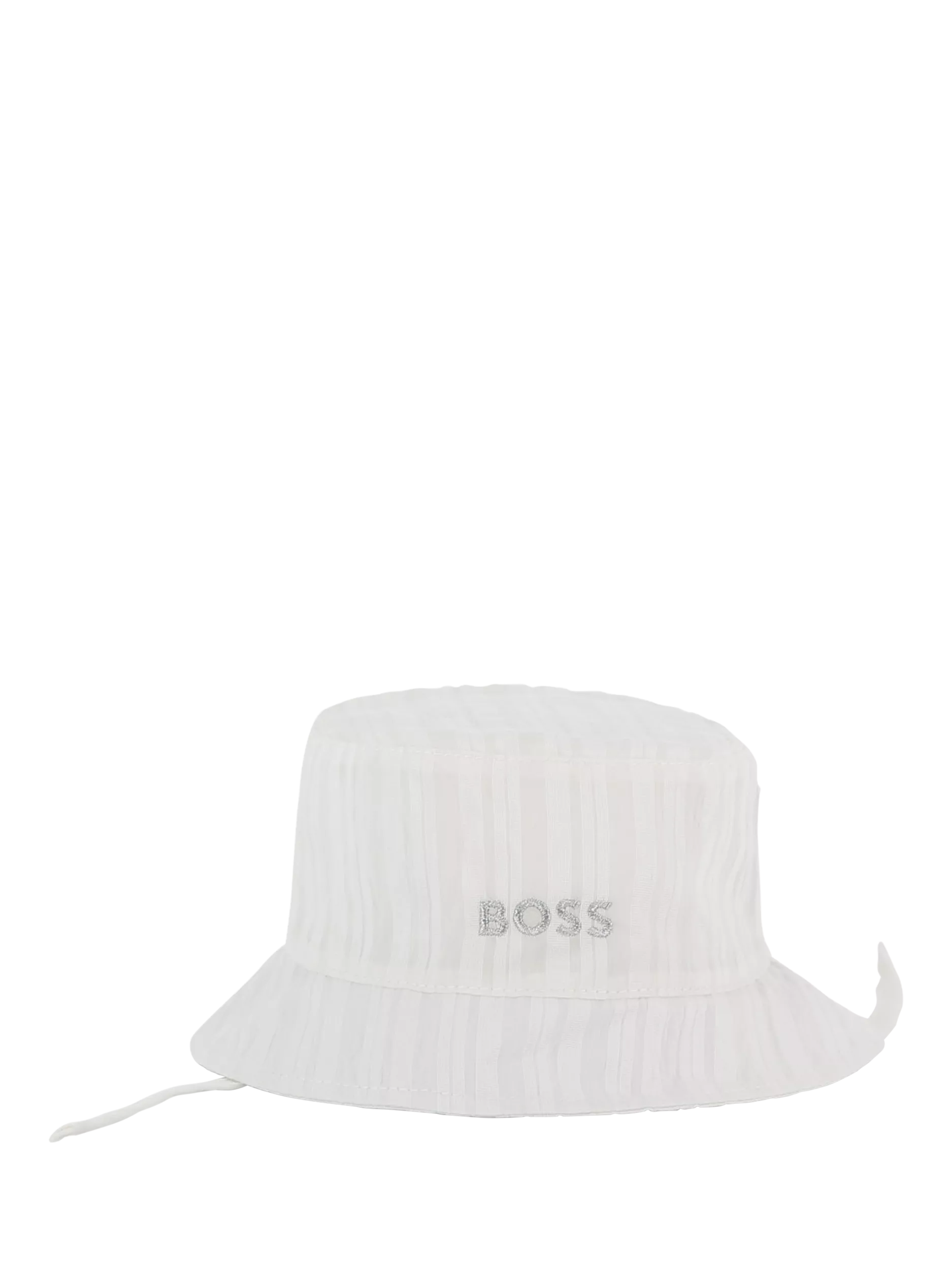 HUGO BOSS baby frill edge bucket hat in white, UK version