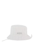 HUGO BOSS baby frill edge bucket hat in white, UK version