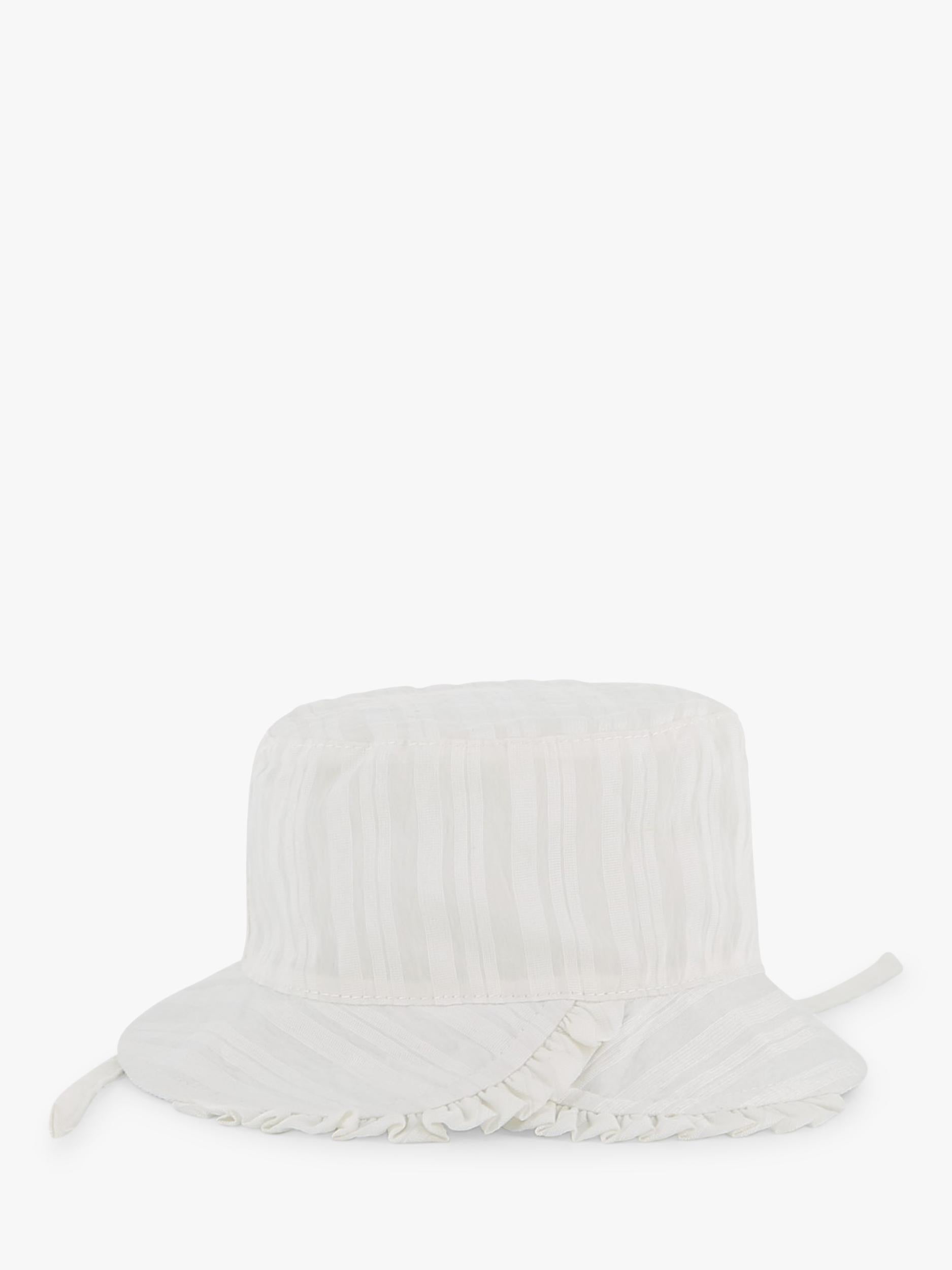 HUGO BOSS baby frill edge bucket hat in white, UK version