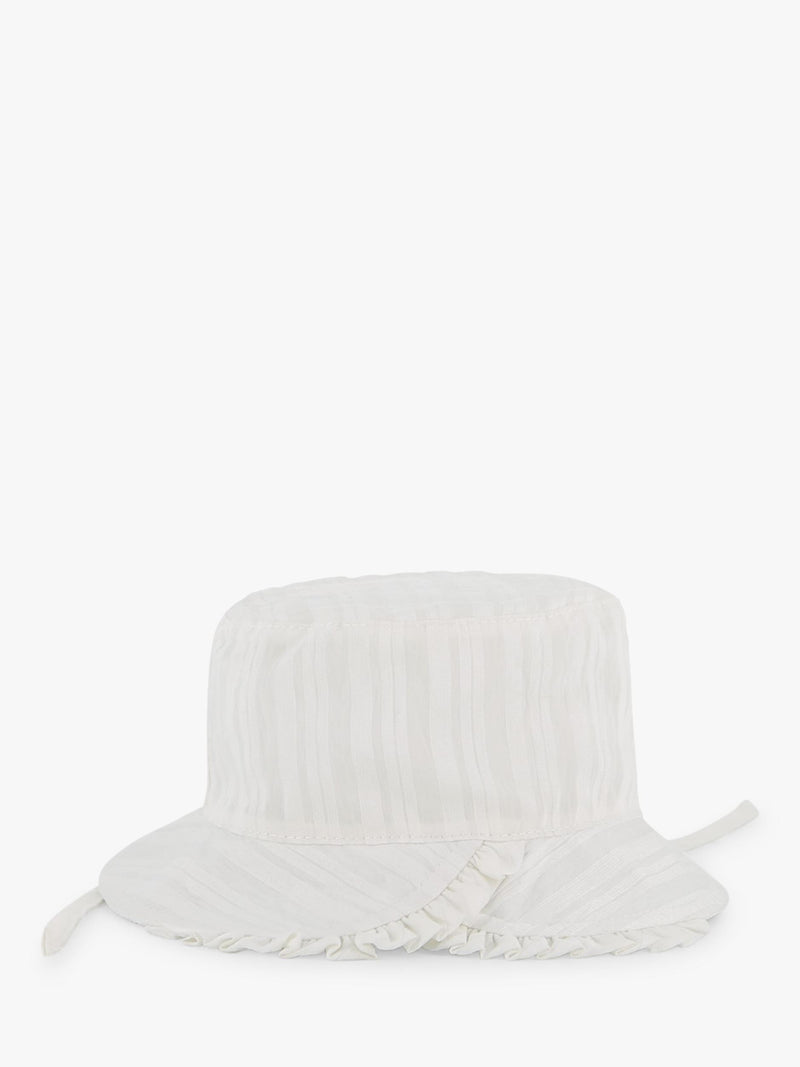 HUGO BOSS baby frill edge bucket hat in white, UK version