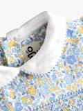JoJo Maman Bébé baby romper set light blue floral smocked, imported from the UK