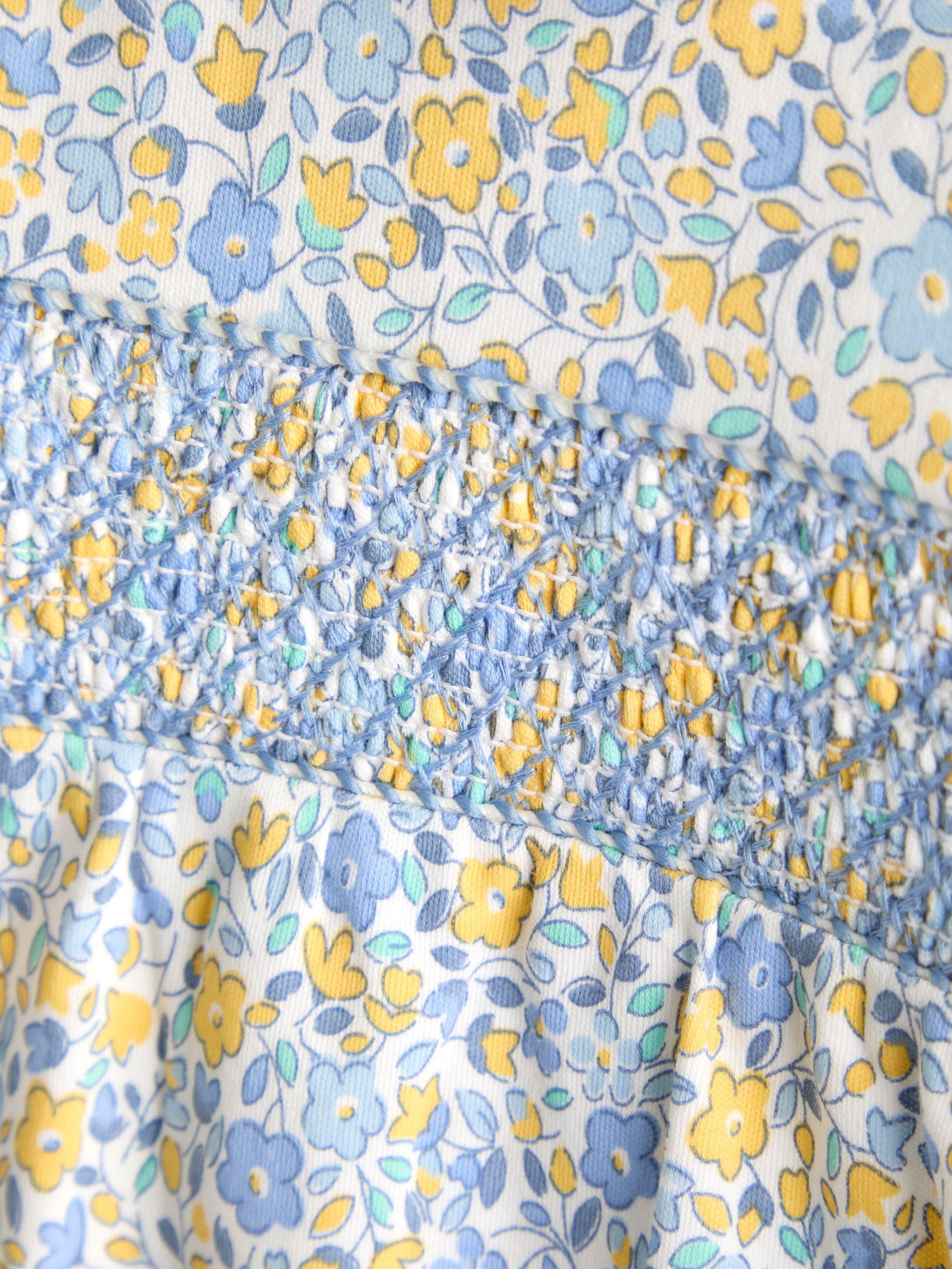 JoJo Maman Bébé baby romper set light blue floral smocked, imported from the UK