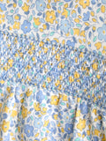 JoJo Maman Bébé baby romper set light blue floral smocked, imported from the UK
