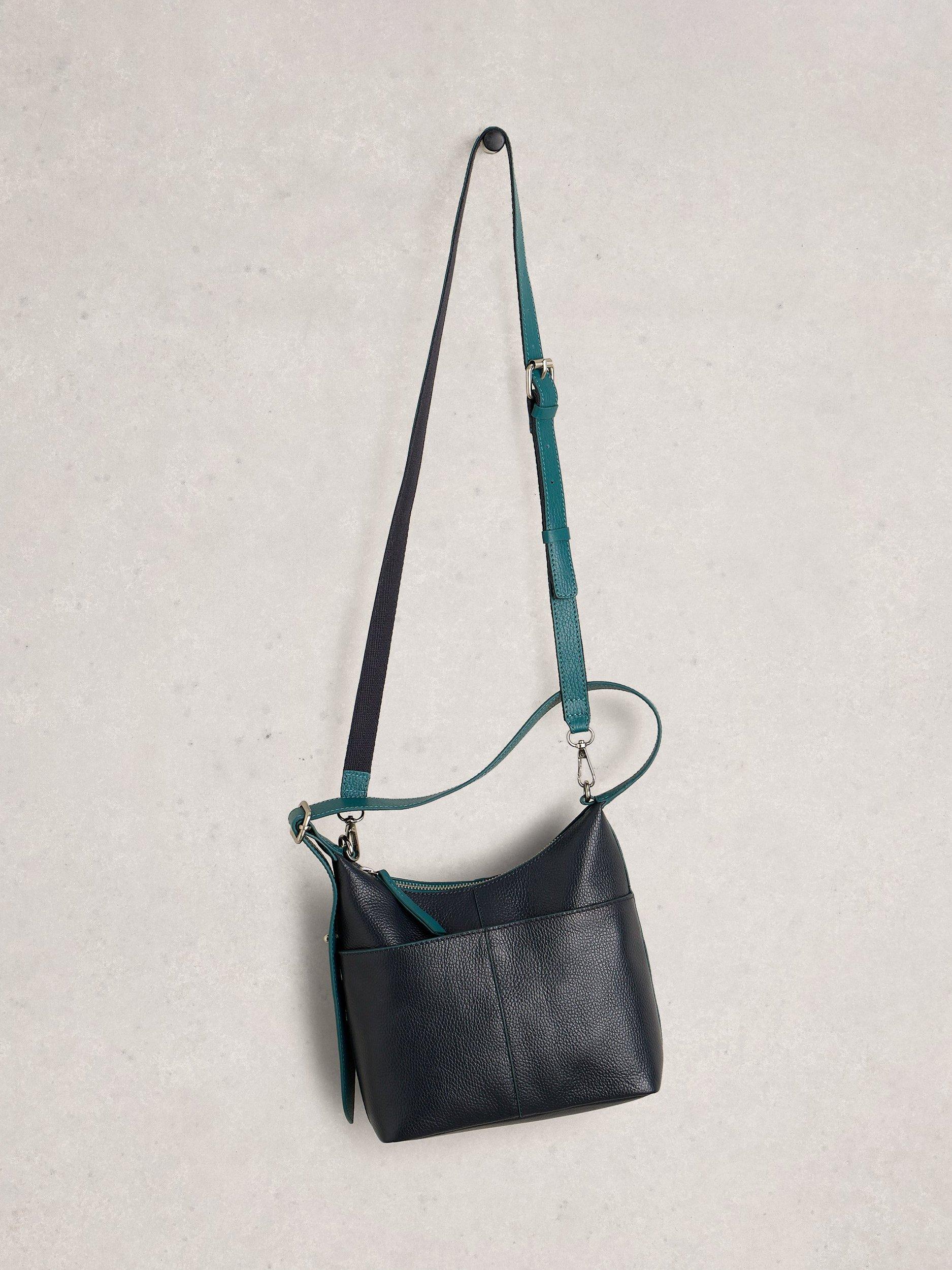 White Stuff leather mini handbag midnight blue (British brand)