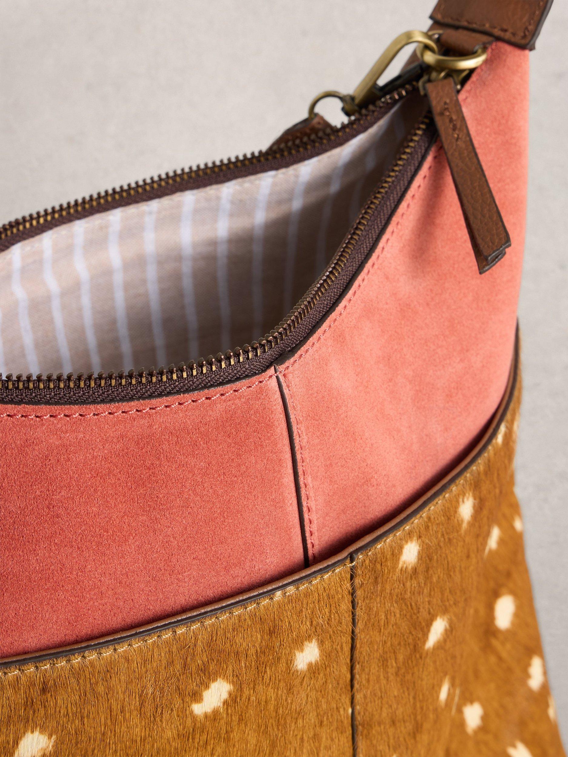 White Stuff Sophia suede crossbody bag brown pink - British product