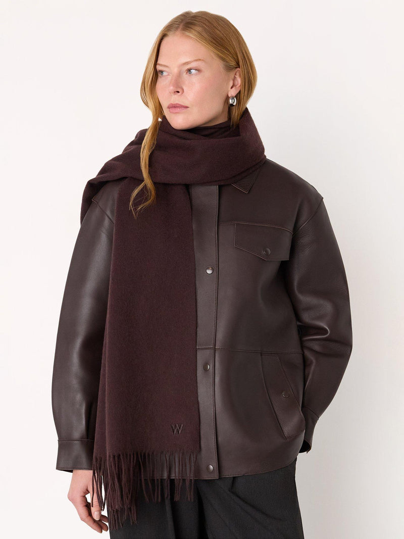 Whistles wool blanket scarf with fringe detail - British product