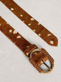 White Stuff brown animal-spot wide leather belt, UK version
