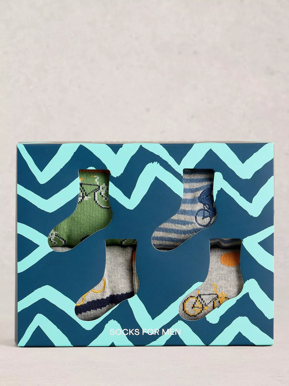 White Stuff Cycle Stripe Socks, Pack of 4, Blue/Multi, 7-8.5