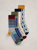 White Stuff geometric ankle socks pack of 4, UK version