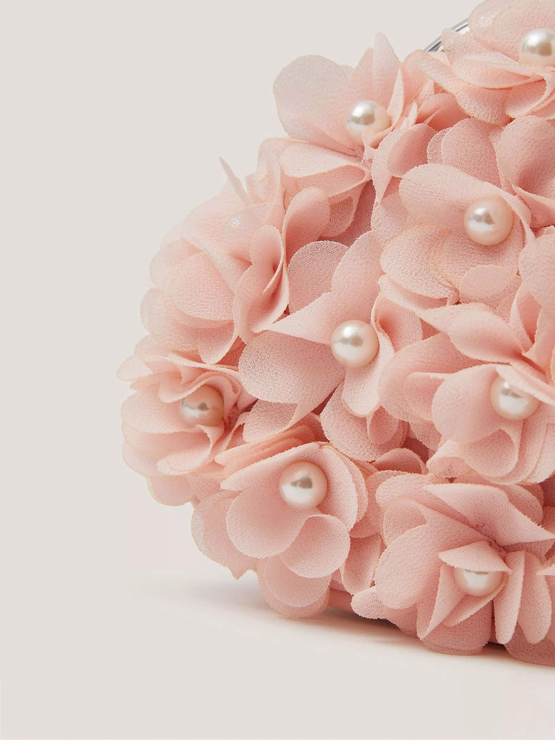 Monsoon kids' appliqué floral clip frame bag pale pink - British product