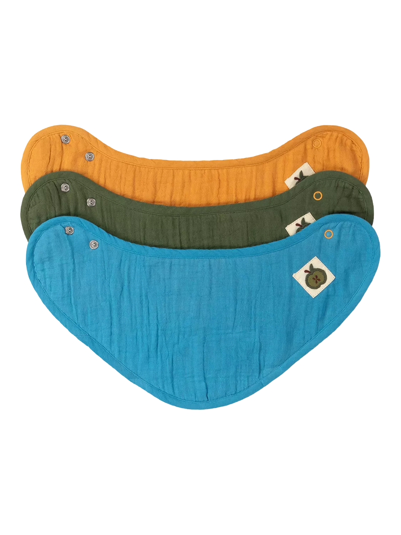 Little Green Radicals baby cotton bib set pack of 3 multi, UK version