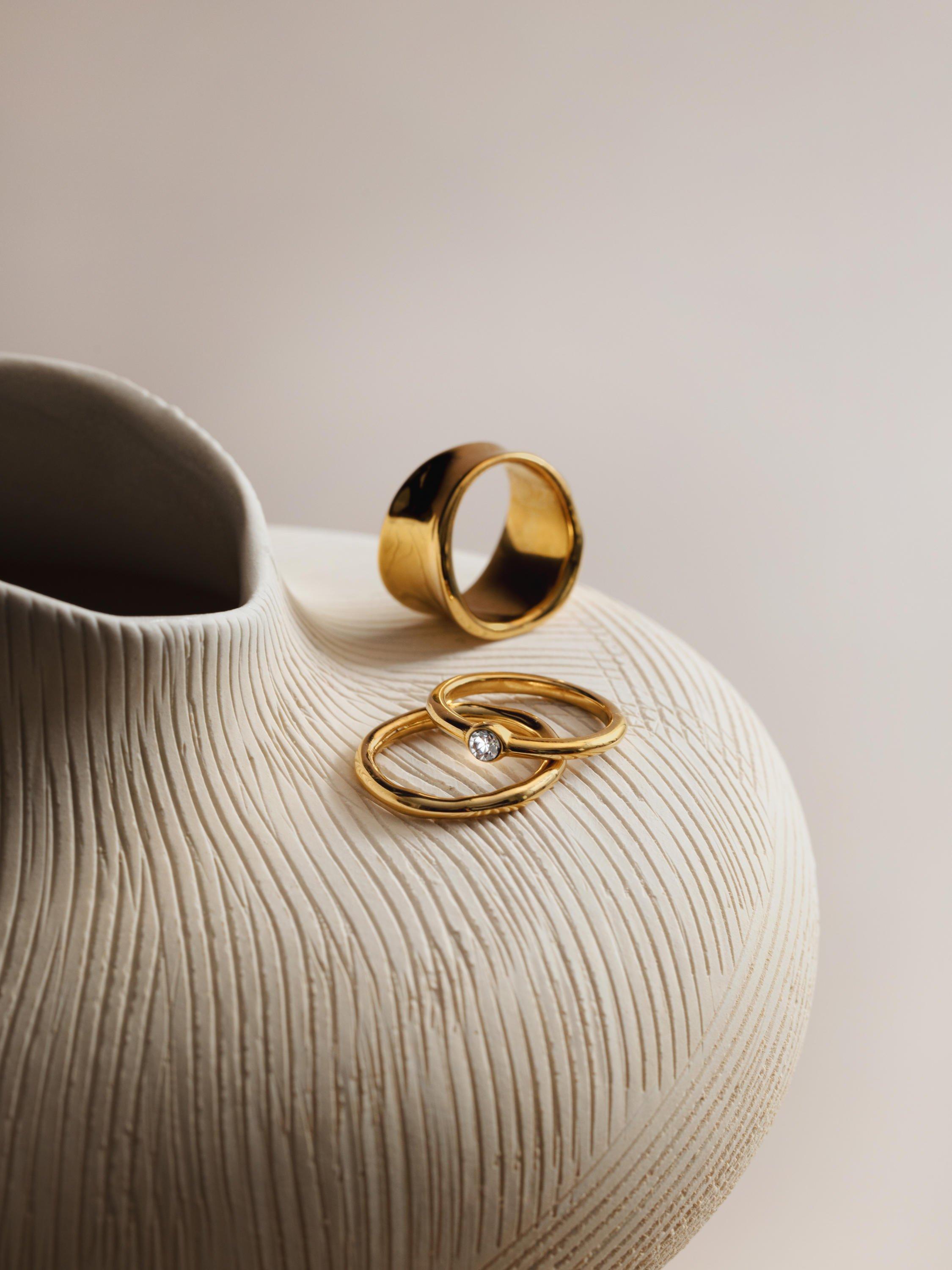 Orelia gold waterproof statement ring UK medium (British brand)