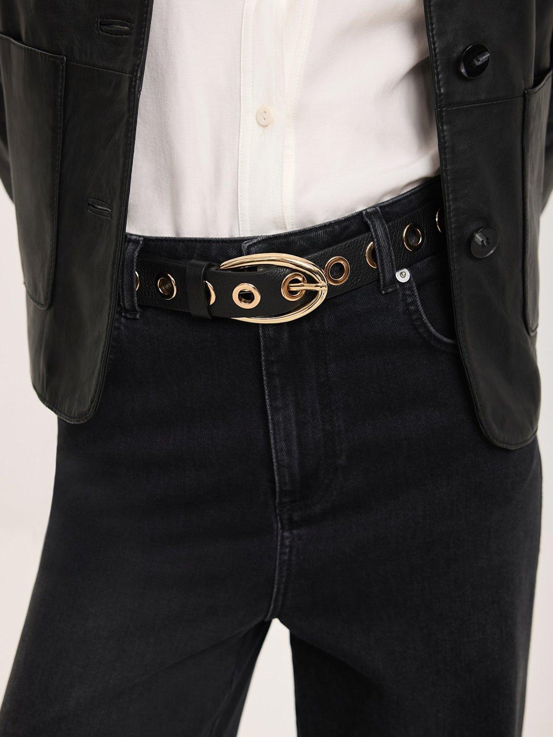 Mint Velvet leather belt black eyelets, imported from the UK