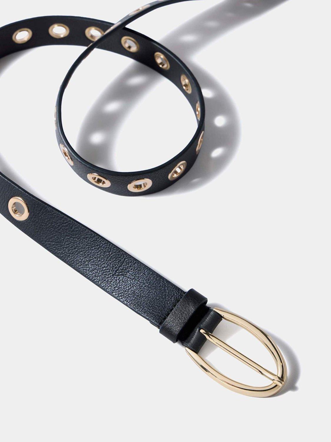 Mint Velvet leather belt black eyelets, imported from the UK
