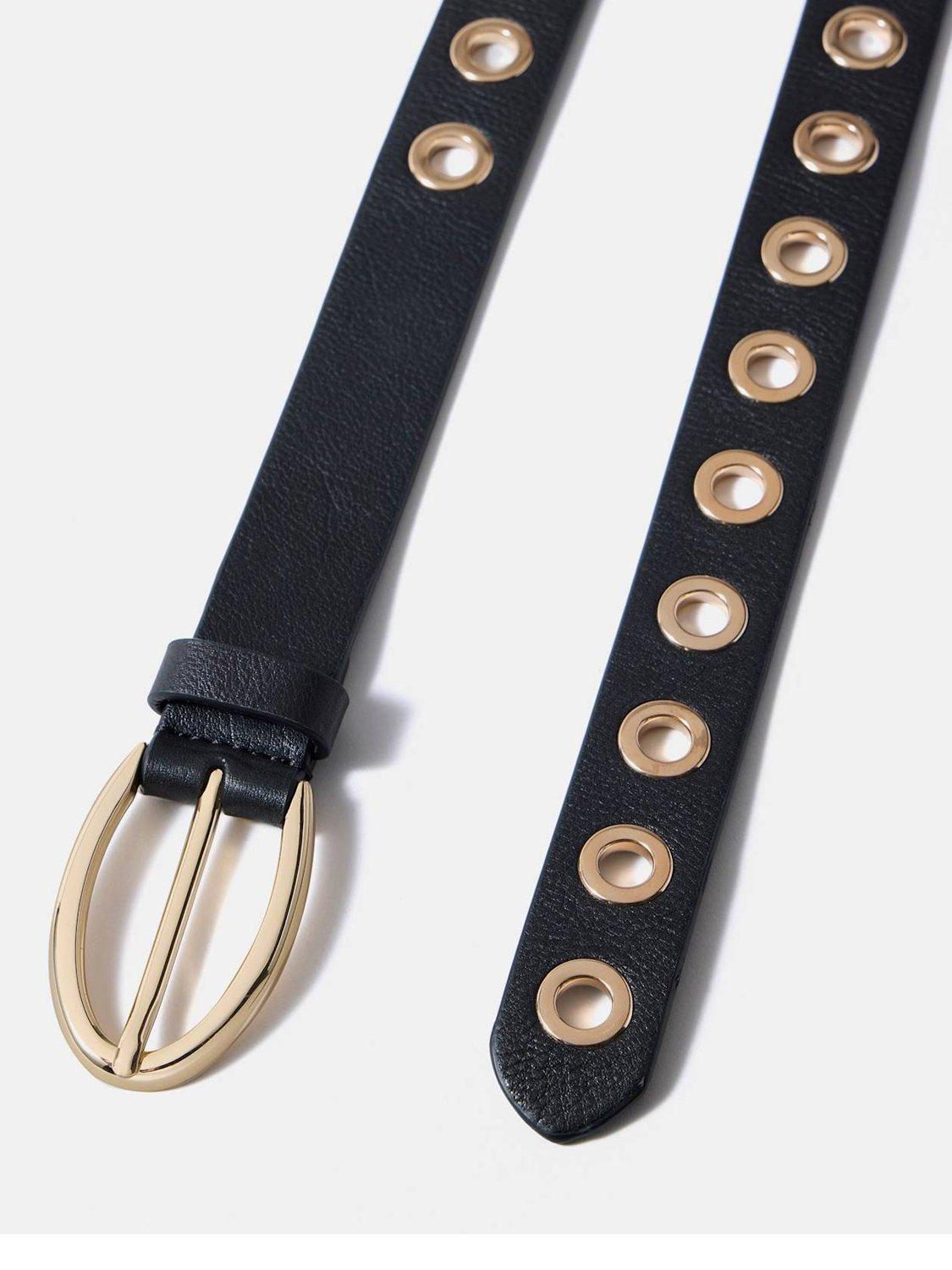 Mint Velvet leather belt black eyelets, imported from the UK