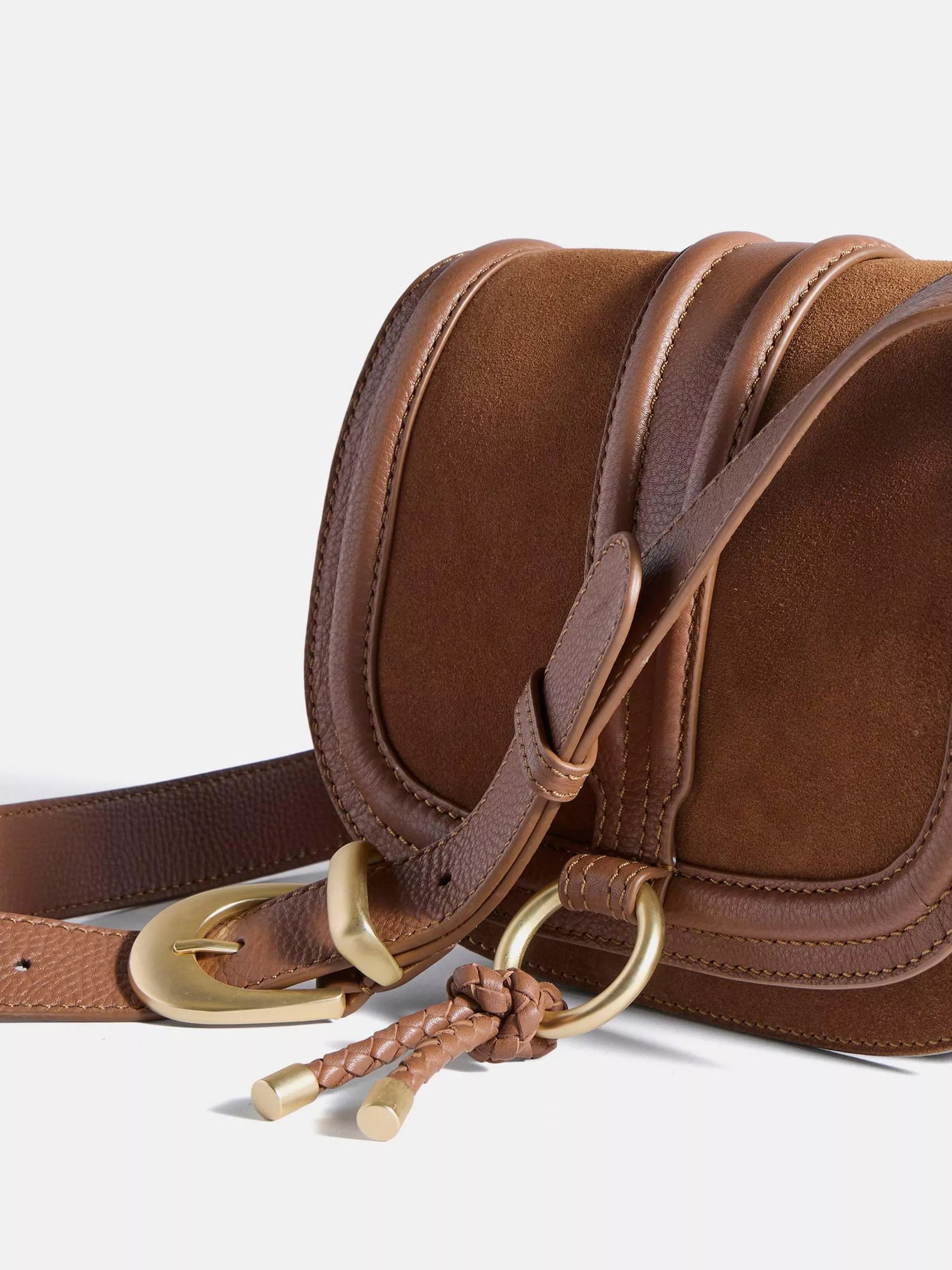 Mint Velvet tan brown suede saddle bag crossbody - British product