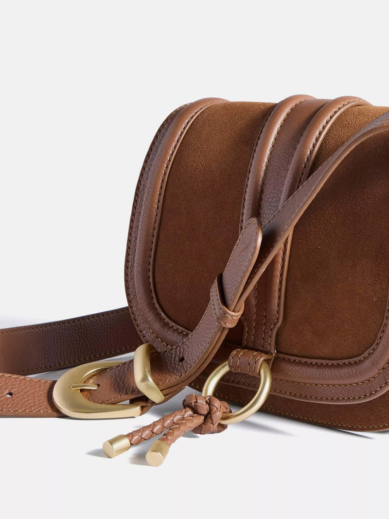 Mint Velvet tan brown suede saddle bag crossbody - British product
