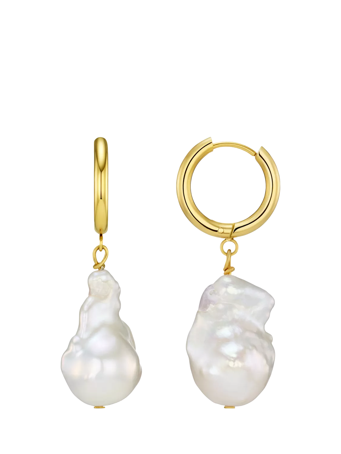 Orelia gold plated pearl drop hoop earrings, imported from the UK