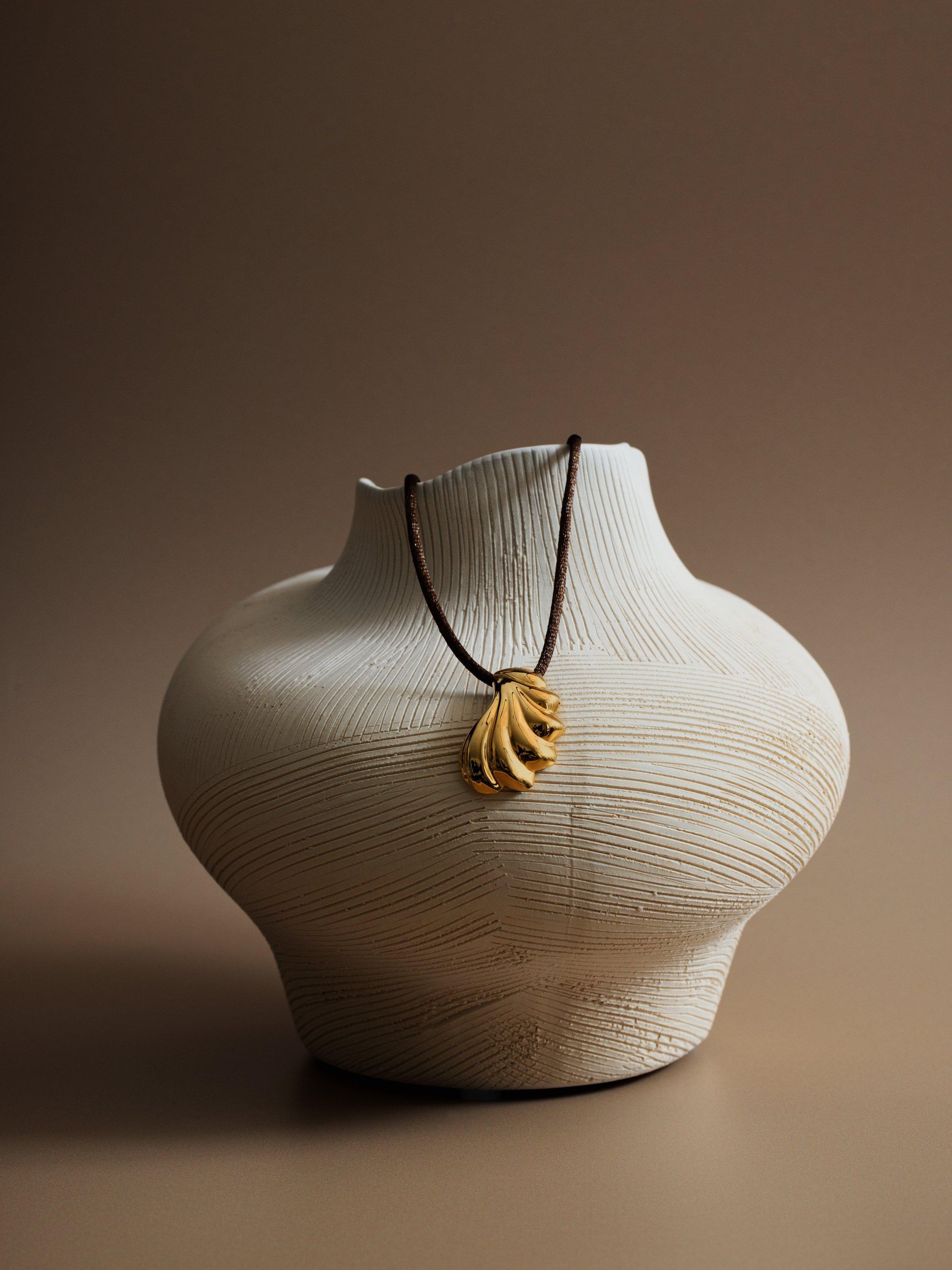 Orelia waterproof shell pendant necklace brown gold, imported from the UK