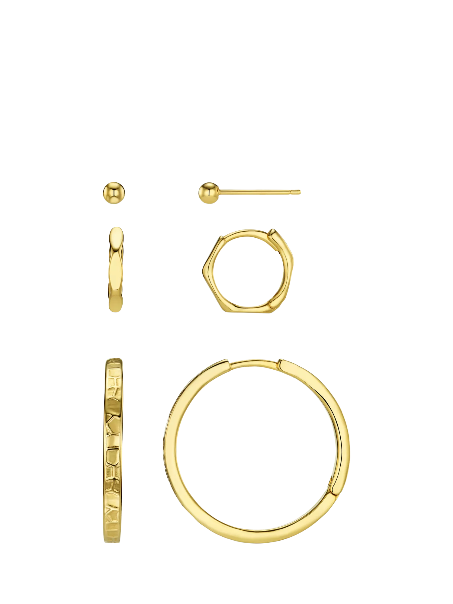 Orelia textured hoop ear stacking set pale gold - British product