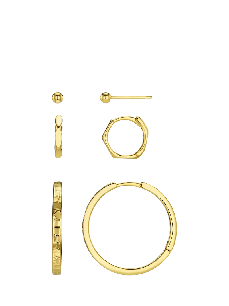 Orelia textured hoop ear stacking set pale gold - British product