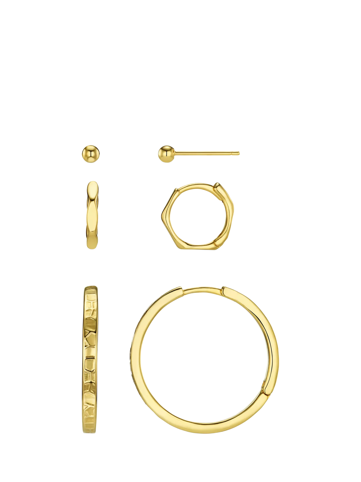Orelia textured hoop ear stacking set pale gold - British product