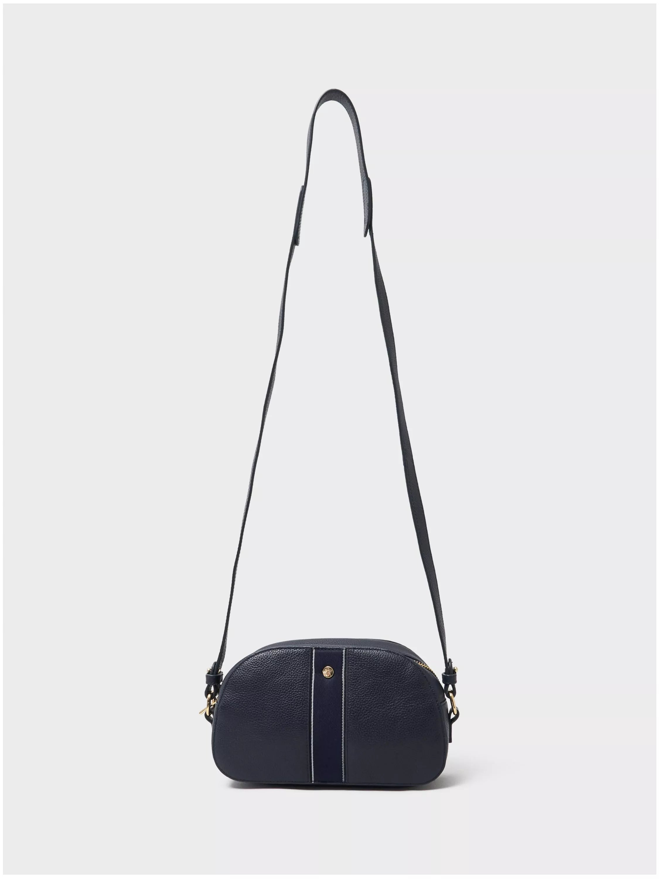 Crew Clothing Heritage Leather Camera Bag in navy (British brand)