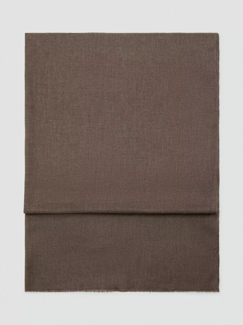 Mango Draped Frayed Trim Scarf, Taupe, One Size