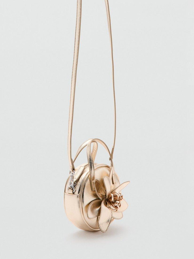 Mango kids floral appliqué evening bag gold - British product