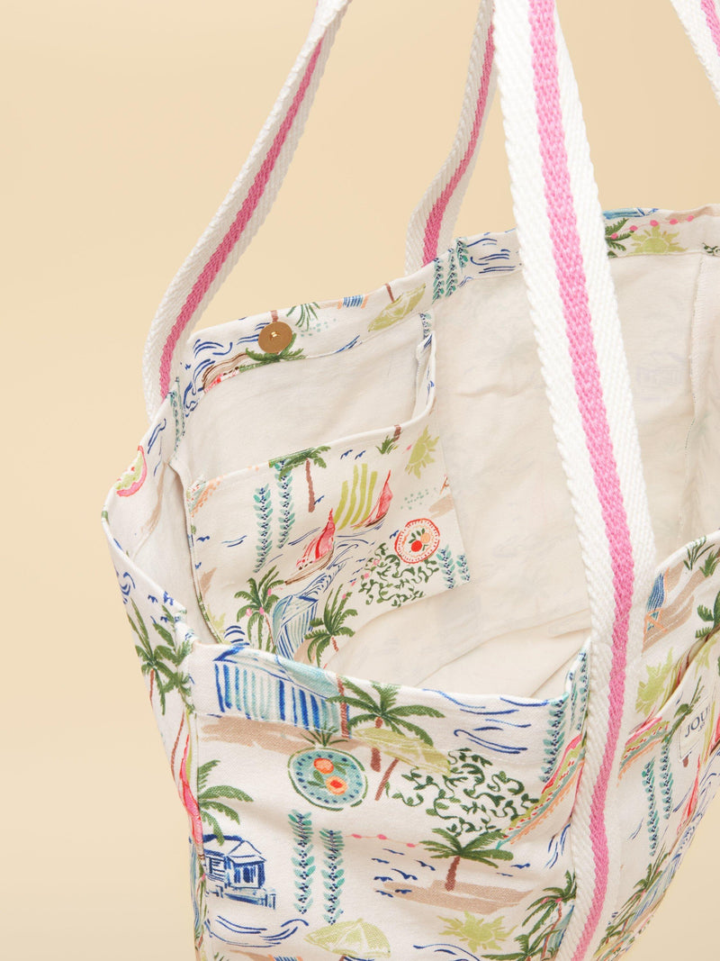 Joules palm print tote bag in multi (British brand)