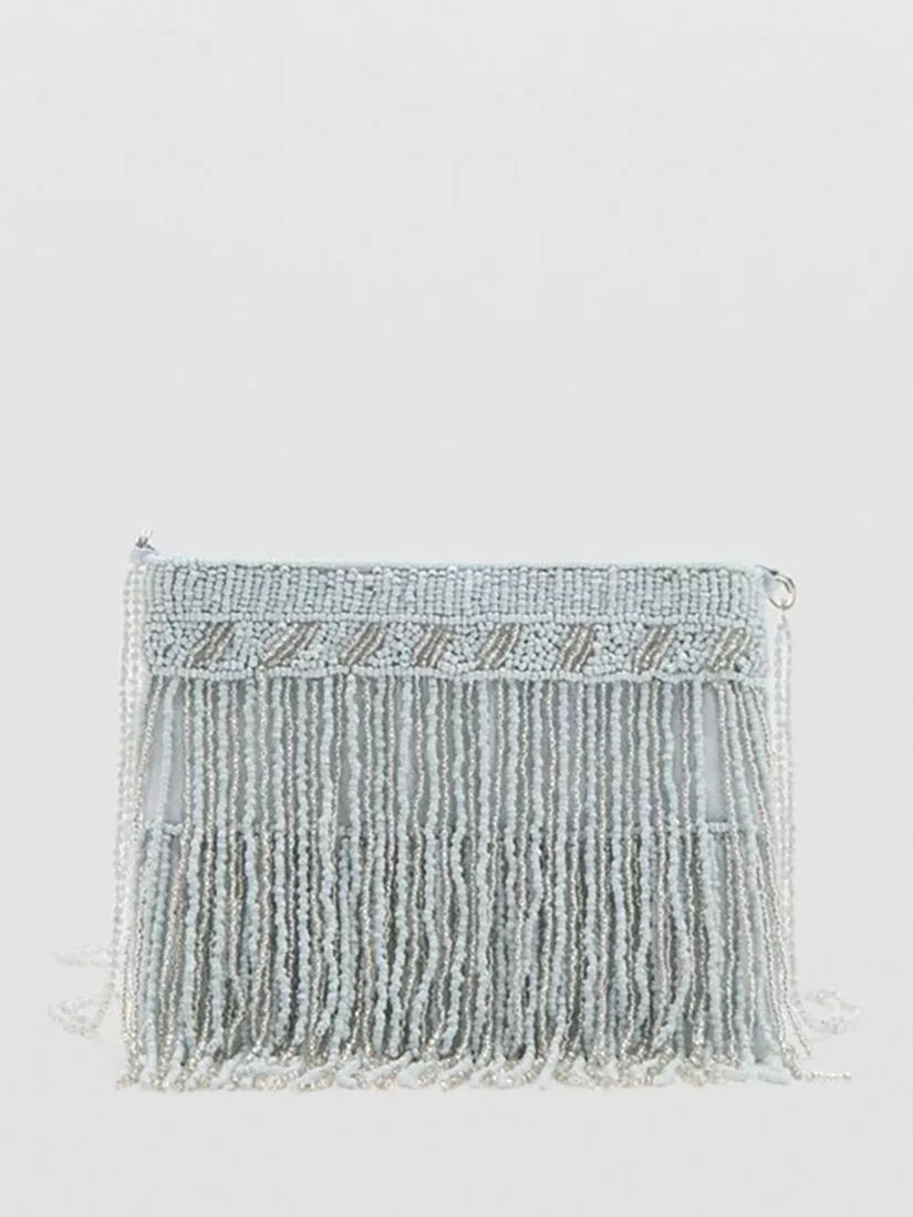 Mango beaded fringe cross body bag sky, imported from the UK