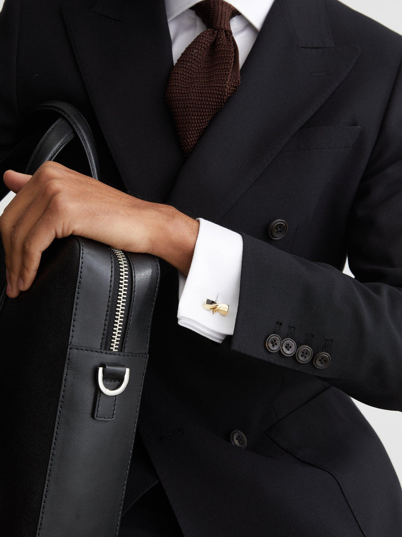 Reiss Carrick twisted bar cufflinks gold/black, UK version
