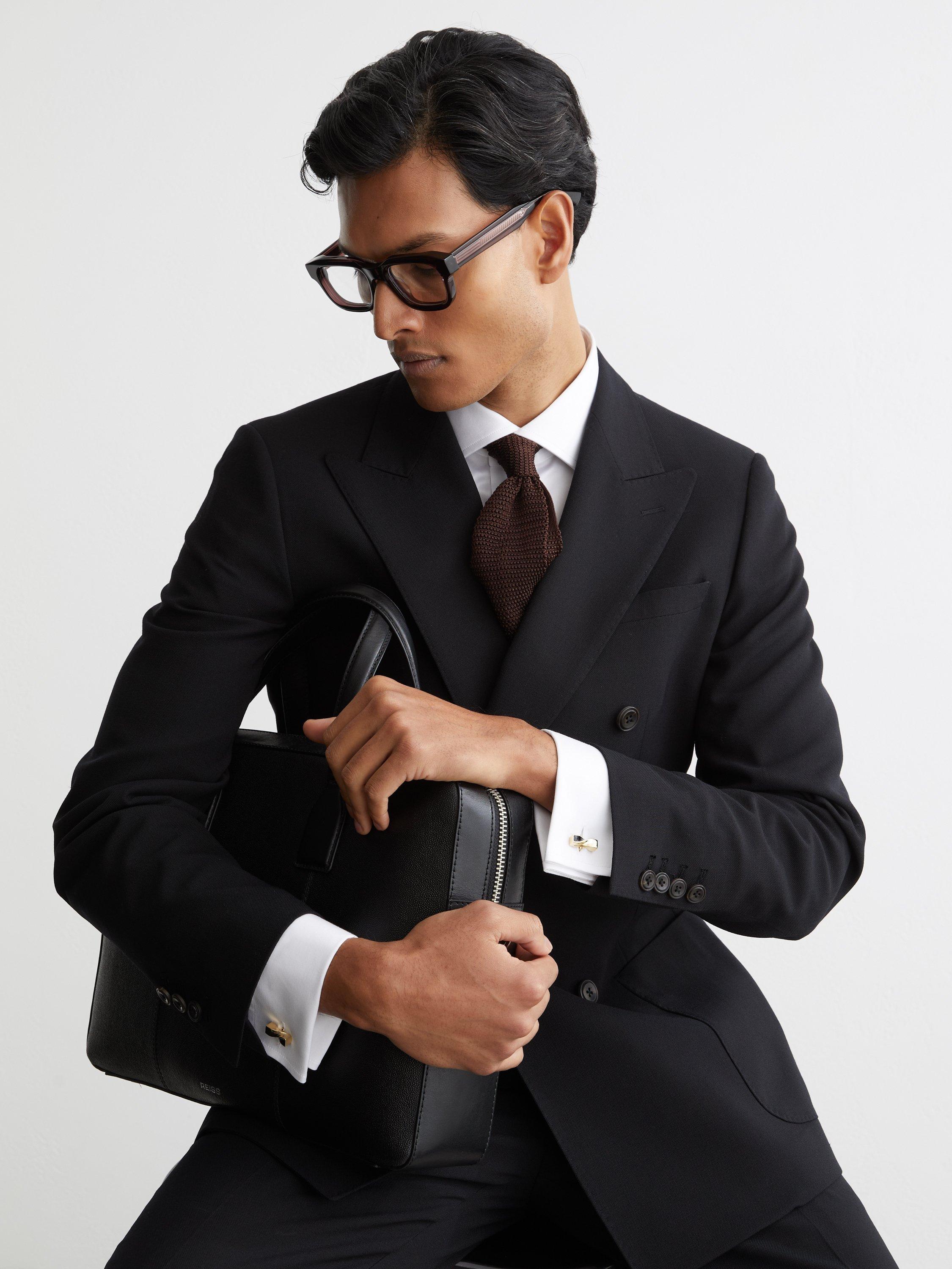 Reiss Carrick twisted bar cufflinks gold/black, UK version