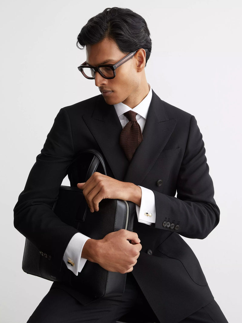 Reiss Carrick twisted bar cufflinks gold/black, UK version