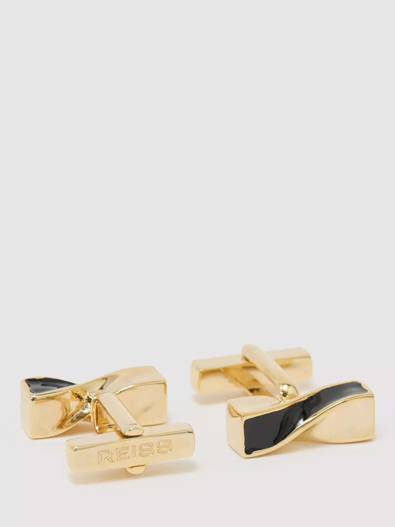 Reiss Carrick twisted bar cufflinks gold/black, UK version