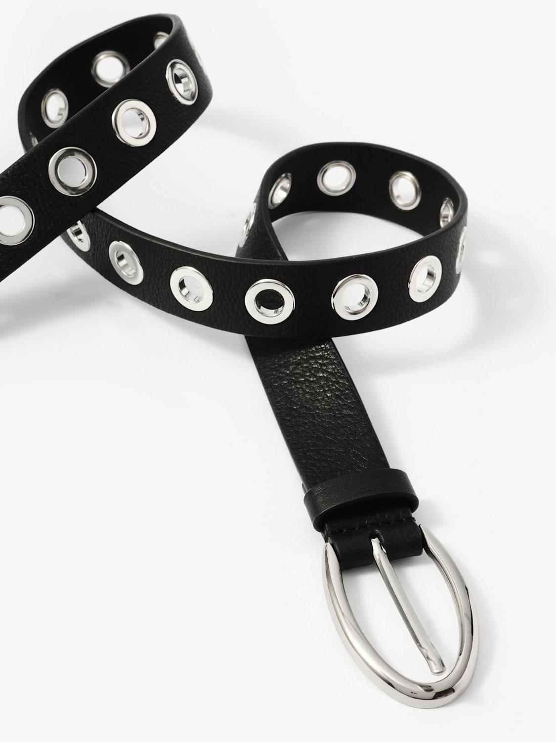 Mint Velvet leather eyelet belt black - British product