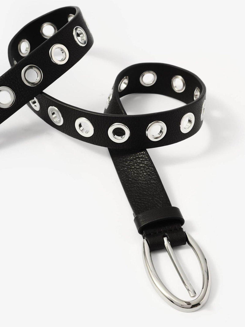 Mint Velvet leather eyelet belt black - British product