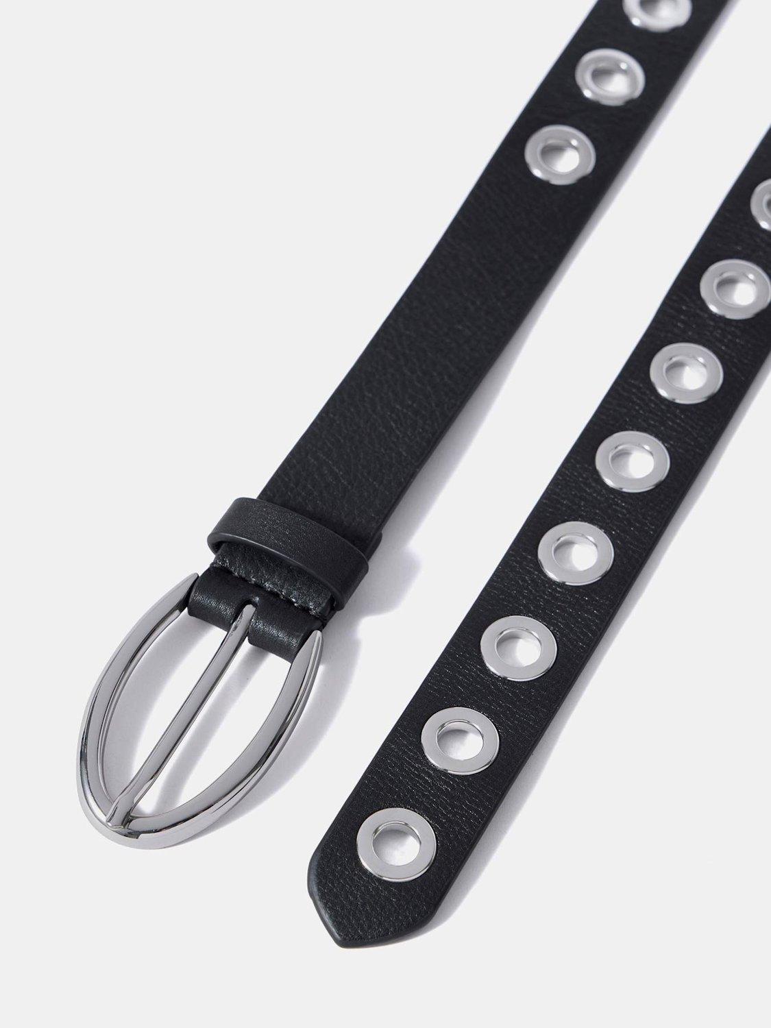 Mint Velvet leather eyelet belt black - British product