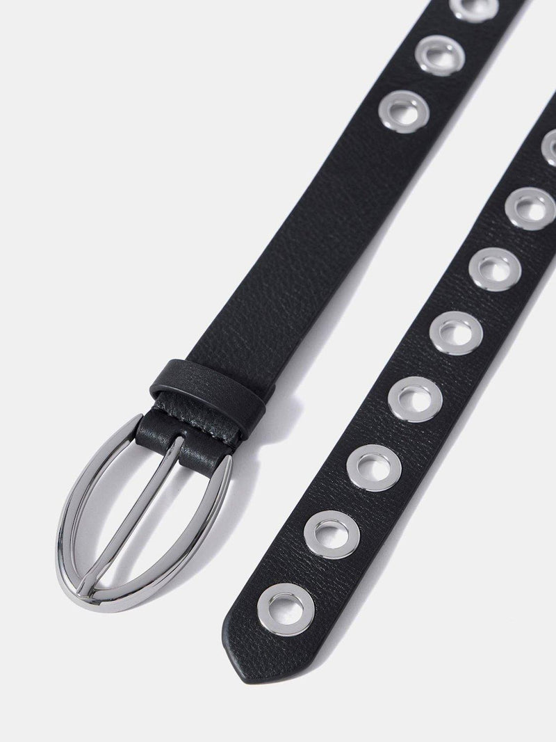 Mint Velvet leather eyelet belt black - British product
