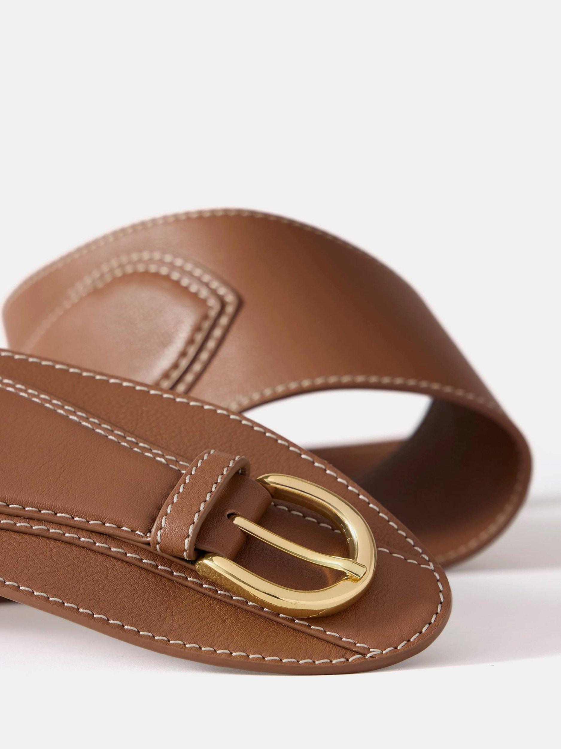 Mint Velvet wide waist leather belt with contrast stitching, imported from the UK