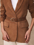 Mint Velvet eyelet suede belt brown tan (British brand)
