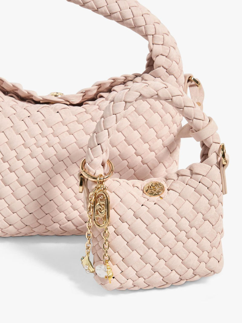 Dune London woven bag charm compact size, imported from the UK