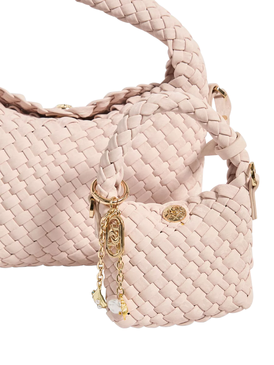 Dune London Deliberatexs Woven Bag Charm, Blush