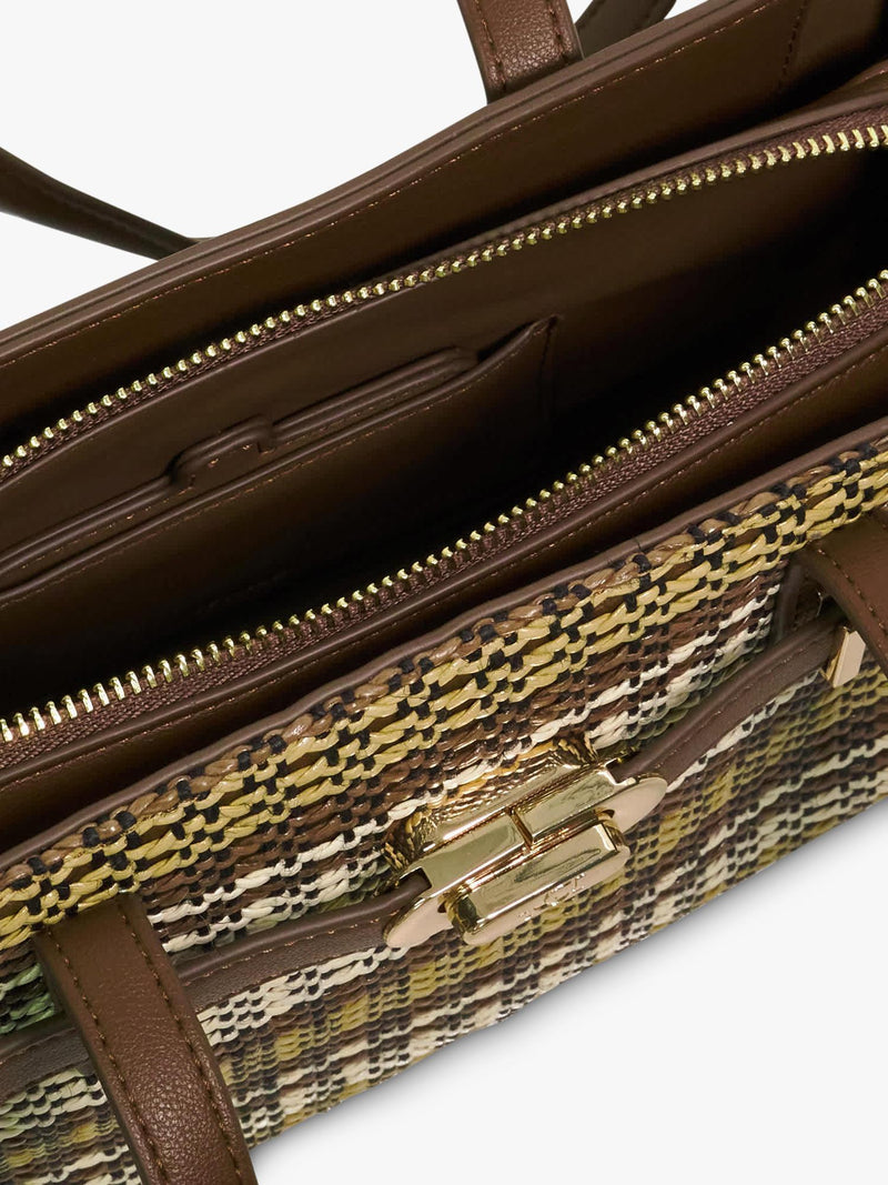 Dune London Depend textured panel handbag in brown, UK version