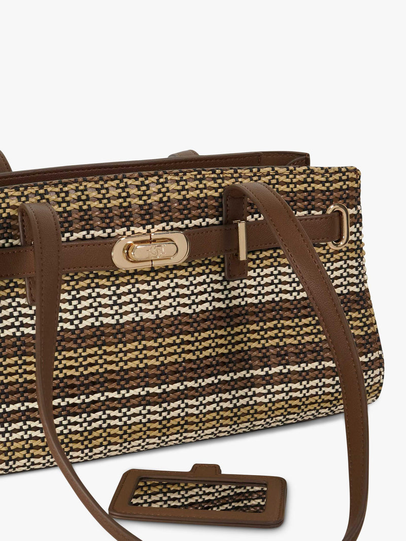 Dune London Depend textured panel handbag in brown, UK version