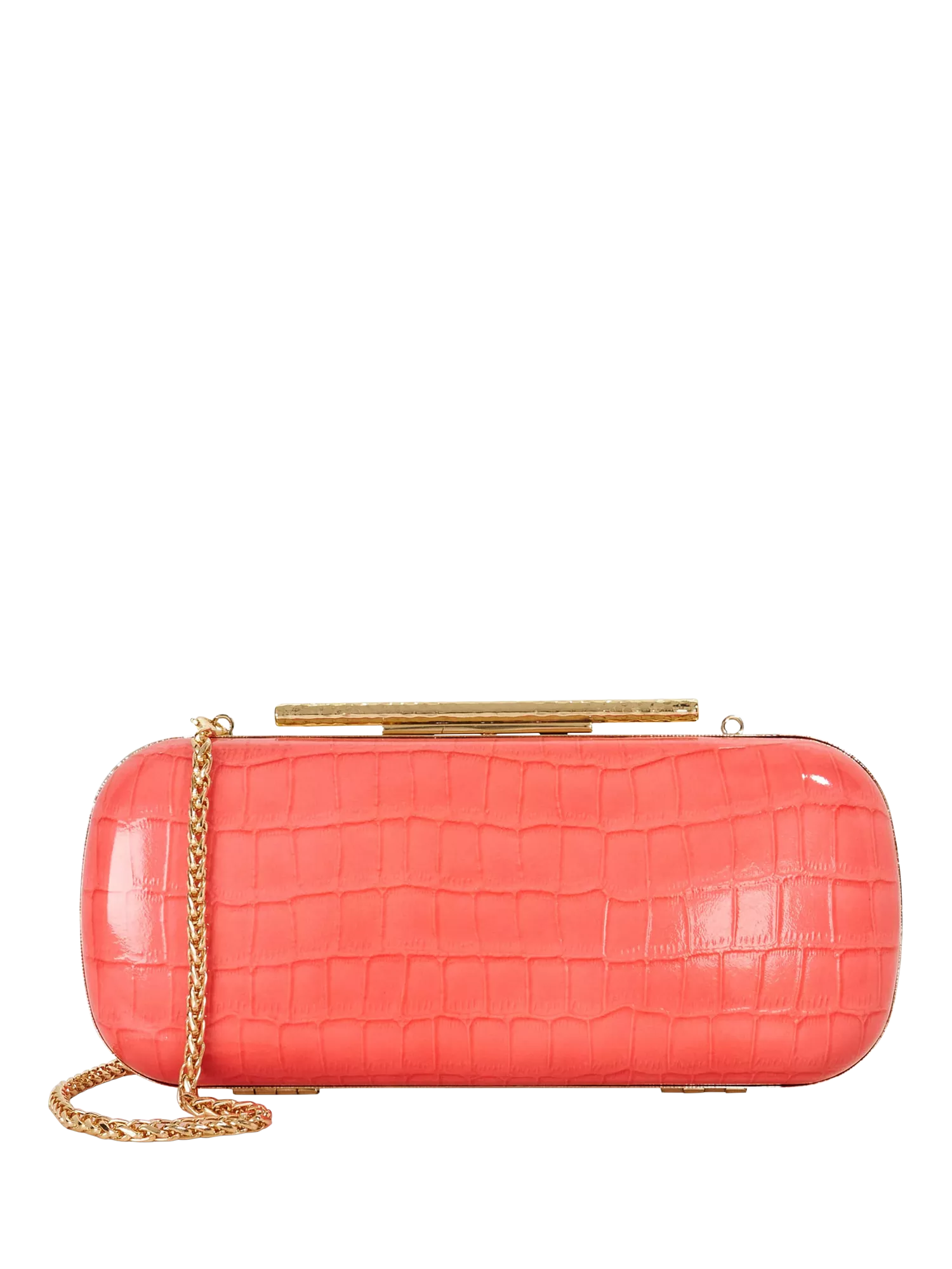 Dune London Body Chain Strap Clutch Bag, Coral