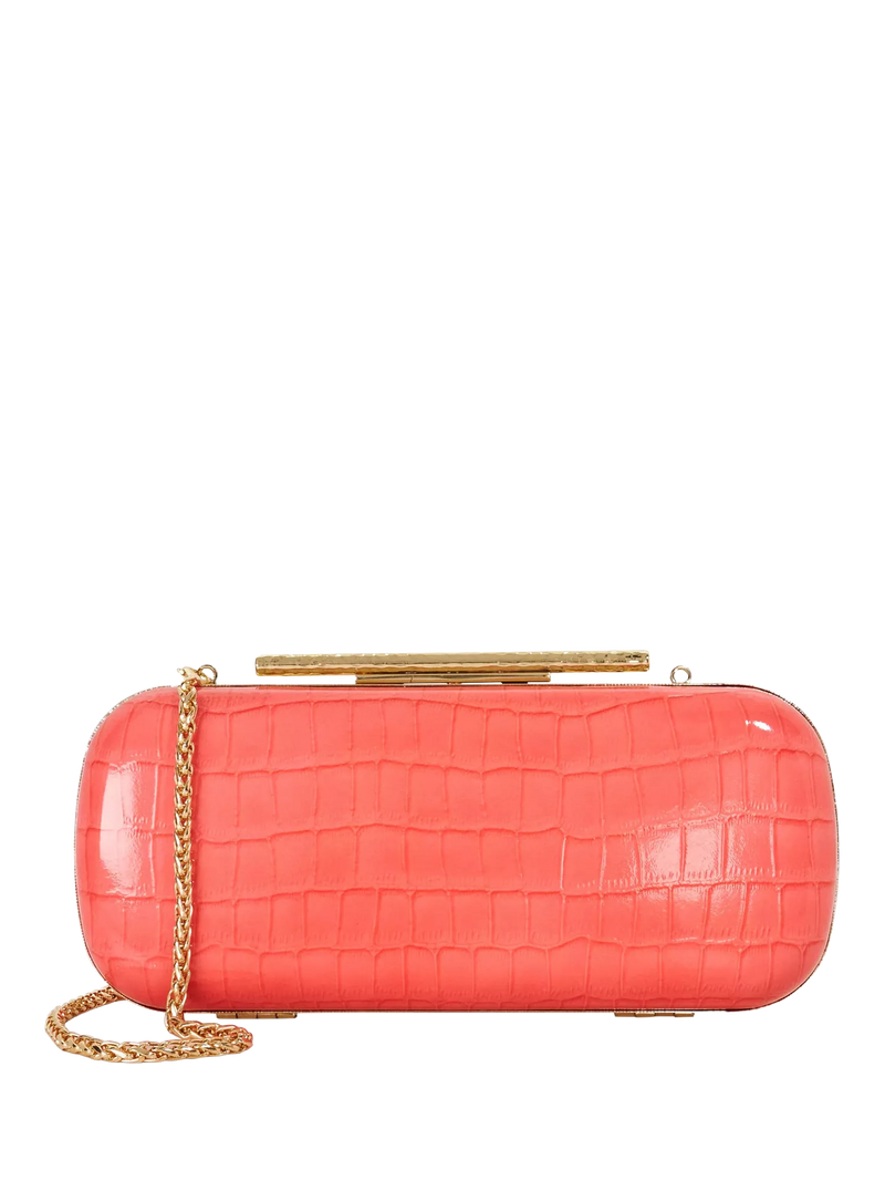 Dune London Body Chain Strap Clutch Bag, Coral