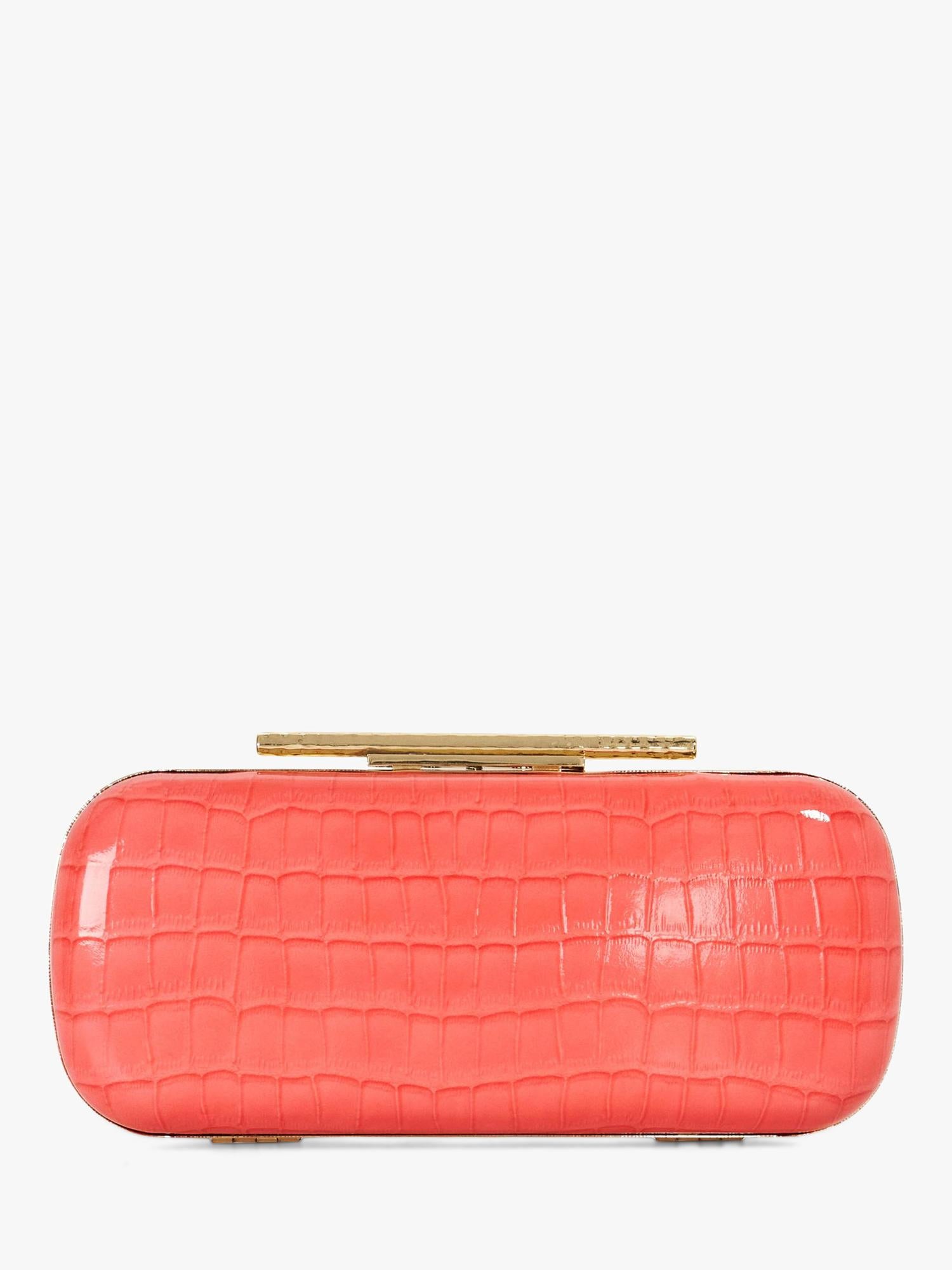 Dune London clutch bag coral with chain strap, imported from the UK